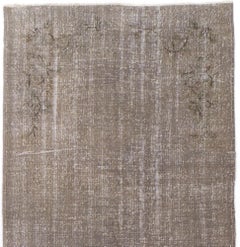 Handmade Vintage Runner Rug in Gray. Art Deco Chinese Corridor Carpet