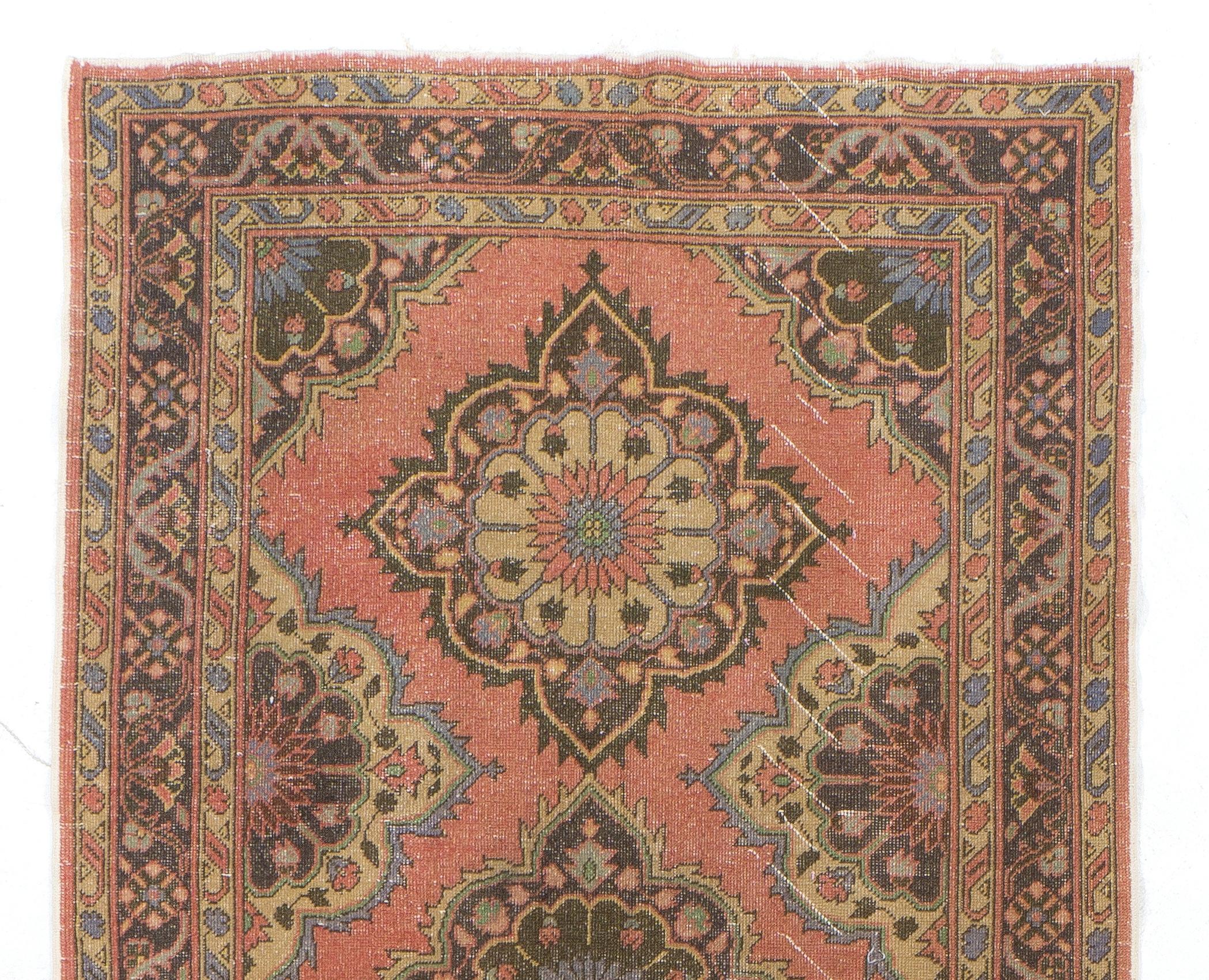 5x12.7 Ft Alfombra Turca Vintage Hecha a Mano para Cocina y Pasillo, 100% Lana Turco en venta
