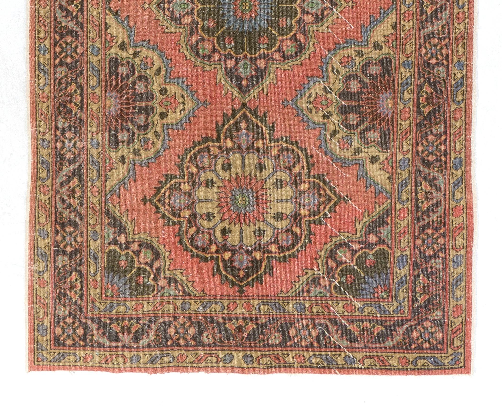 5x12.7 Ft Alfombra Turca Vintage Hecha a Mano para Cocina y Pasillo, 100% Lana Anudado a mano en venta
