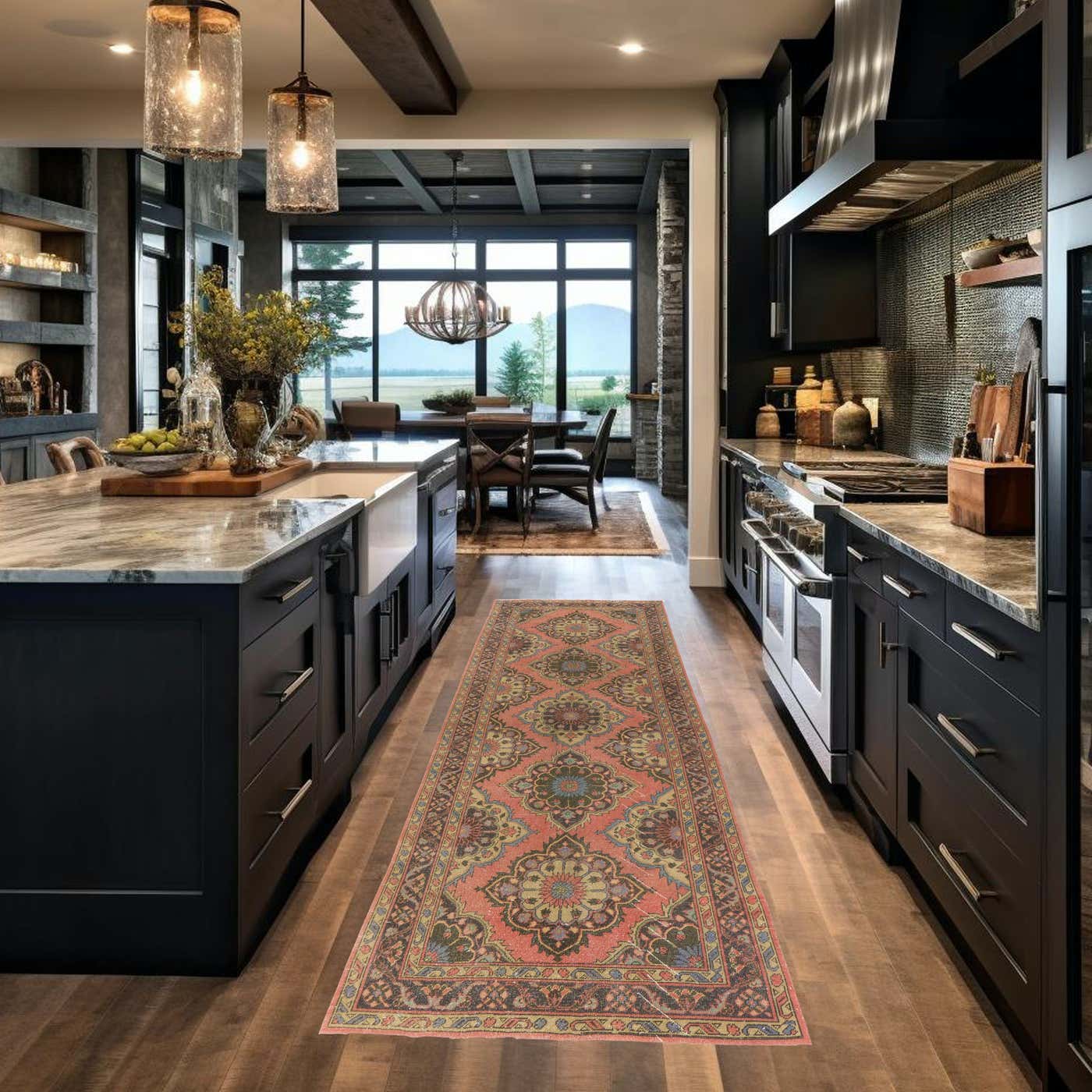5x12.7 Ft Vintage Handmade Turkish Runner Rug for Kitchen and Hallway ...