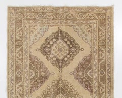 5x12.8 Ft Handmade Runner Rug in Beige, Brown. Vintage Corridor Rug. Kitchen Rug