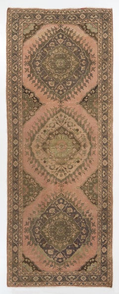 Tappeto vintage 5x12.8 Ft con medaglioni geometrici, Tappeto da cucina fatto a mano
