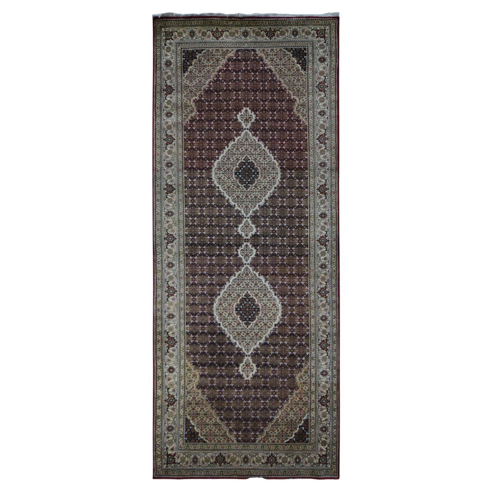 5'x12'9" Red Tabriz Mahi Pure Wool Hand Knotted Gallery Size Runner Rug