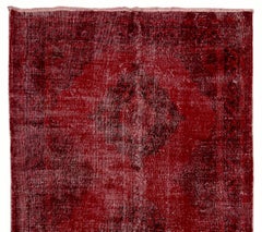 5x13 Ft Vintage Wool Hallway Runner Rug in Red, Modern Anatolian Corridor Carpet