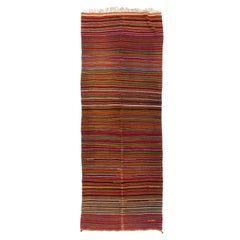 5x13 Ft Hand-Woven Vintage Striped Turkish Runner Kilim 'Flat-Weave'