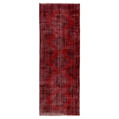 5x13 Ft Vintage Flur-Läufer aus Wolle in Rot, moderner Anatolischer Corridor