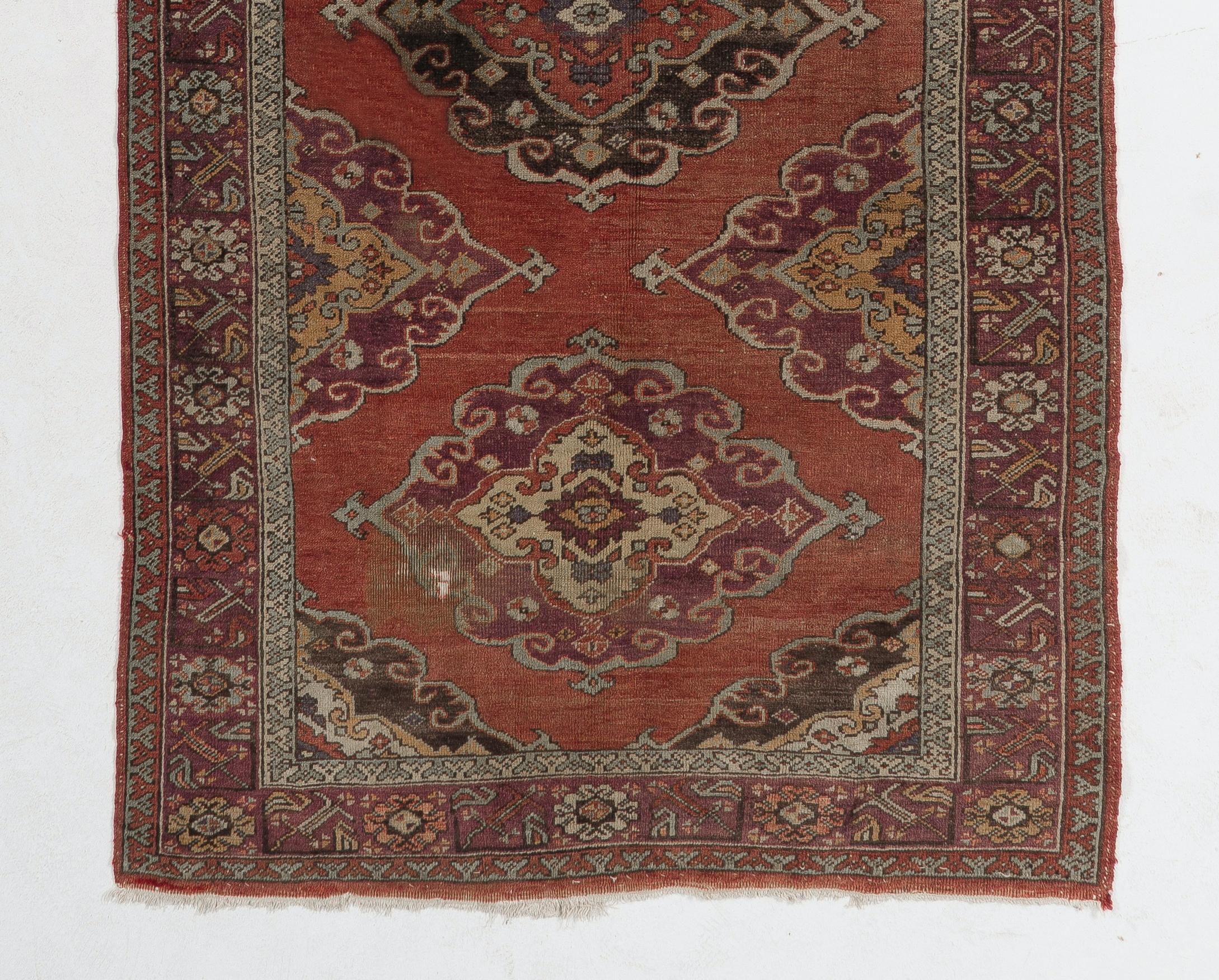 20th Century 5x13.5 Ft Hand-Knotted Vintage Runner Rug, Turkish Tribal Style Corridor Carpet For Sale