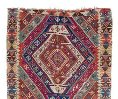5x13.5 Ft Rare Antique Turkish Flat-Weave Kilim Rug, Ca 1875