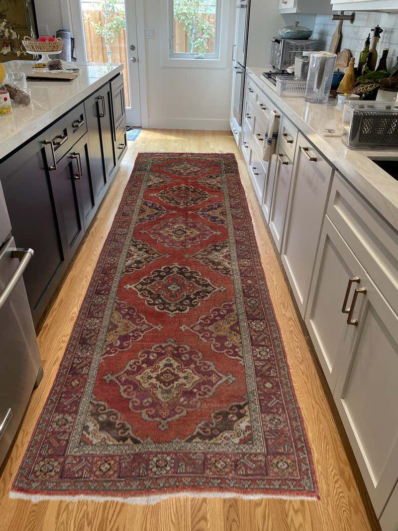 3.5x11.4 Ft Handmade Hallway Runner. Kitchen Rug. Corridor Rug. 1960s ...