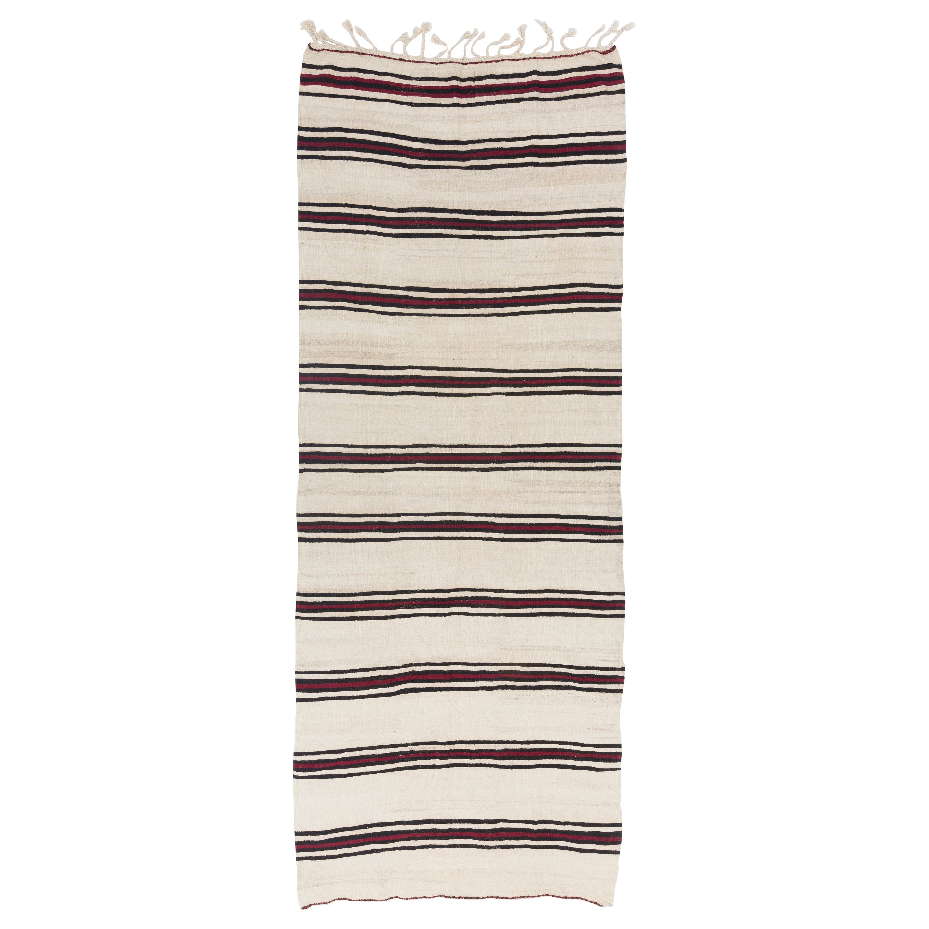 5x13.7 Ft Rug & Kilim Runner tessuto a mano, 100% lana naturale, tappeto a righe a trama piatta