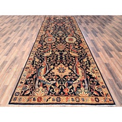 5'x14' Blue Aryana Grade Peacock Persian Sickle Leaf Design Wool Runner Rug