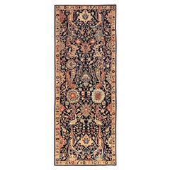 Alfombra azul Aryana de pavo real Persa con diseño de hojas de hoz de lana