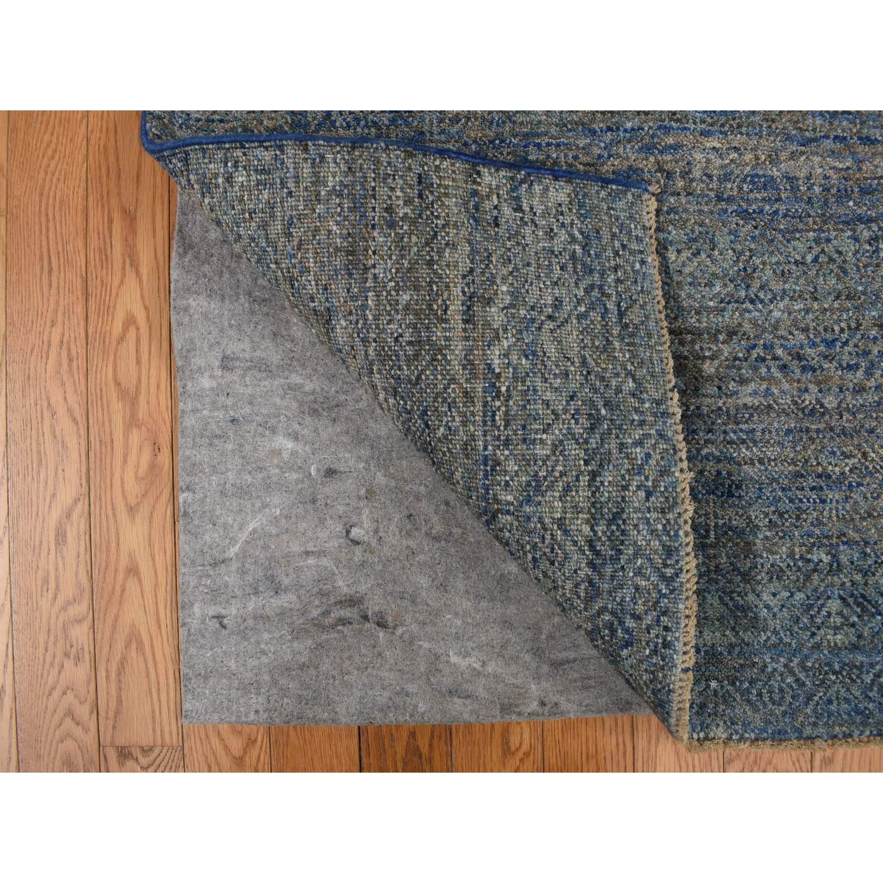 Indiano Tappeto Collection'S 100% Lana Annodato a Mano (a) Gallery 5'x14' Blu in vendita