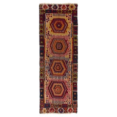5x14 Ft Antiker handgefertigter Anatolischer Konya-Kelim, Flachgewebe-Teppich. Um 1915