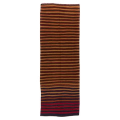 5x14 ft Vintage Striped Hand-woven Turkish Kilim Runner made of Organic Wool