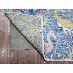 5'x14'8" Blue Hand Knotted Wool Tree of Life Peshawar Wide Runner Oriental Rug