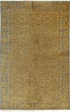 5x15 Warm Bianca Yellow Field Geometric Modern Hand Knotted Wool Carpet Rug