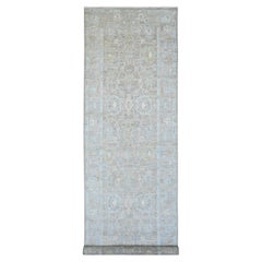 Tappeto Runner in lana annodato a mano 5'x19'9" marrone Afghan Angora Oushak Vines Design