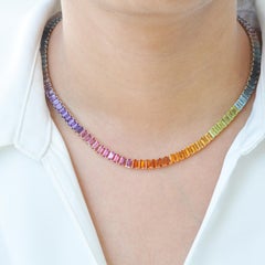 Collana Tennis 5x3 MM Topazio Blu Ametista Peridoto Rodolite Citrino Oro Giallo
