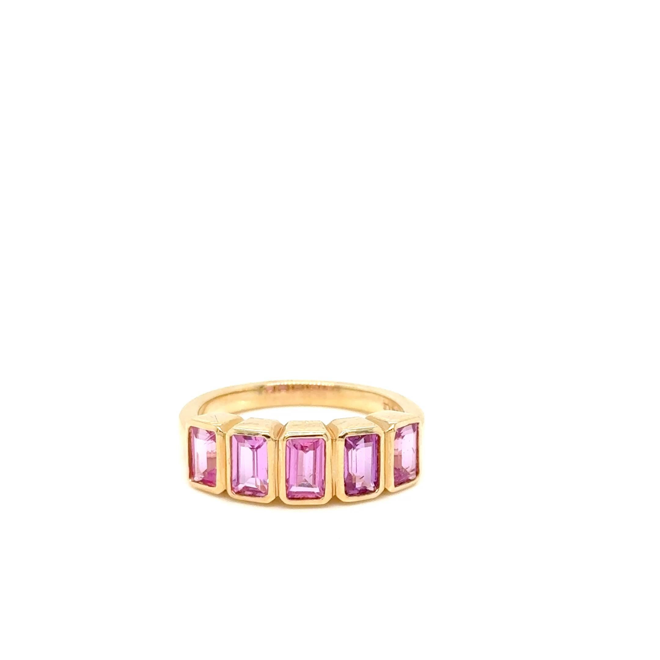 Octagon-shape Genuine Pink Sapphire Ring  with bright 14KT gold .

Secure Yours Today: Limited stock available. Don't miss the chance to secure your Pink Sapphire Stackable Ring today. It's not just a ring; it's a way of fashion.

Product