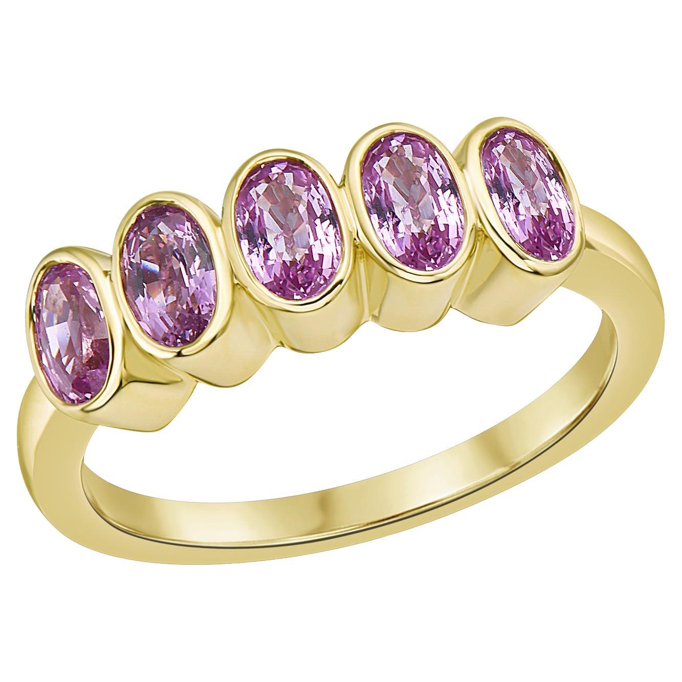 5X3 OVAL 1.50CT  PINK SAPP BEZEL Ring 14K