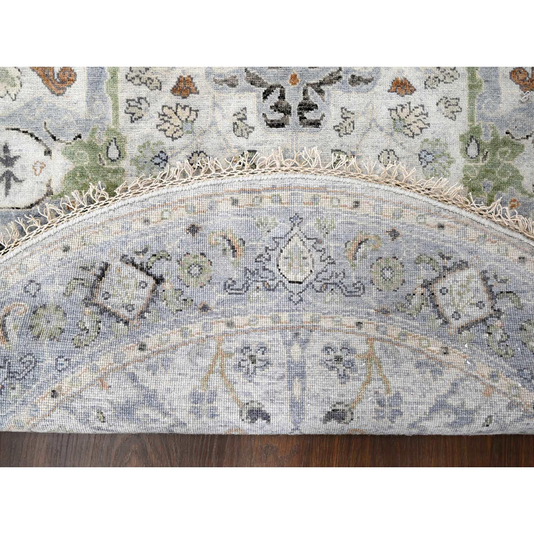 Indien Tapis rond noué à la main Oushak Chrome Denser Weave 5'x5' en vente