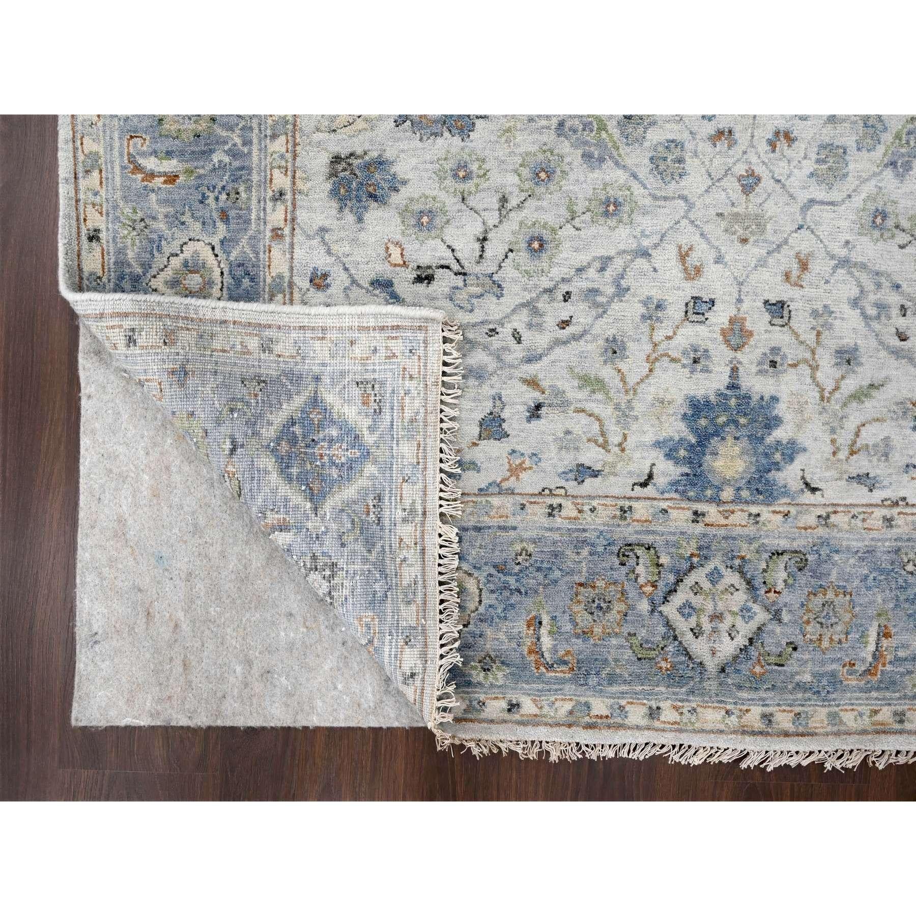 Indian 5'x5' Chrome Oushak Denser Weave Wool Hand Knotted Square Rug For Sale