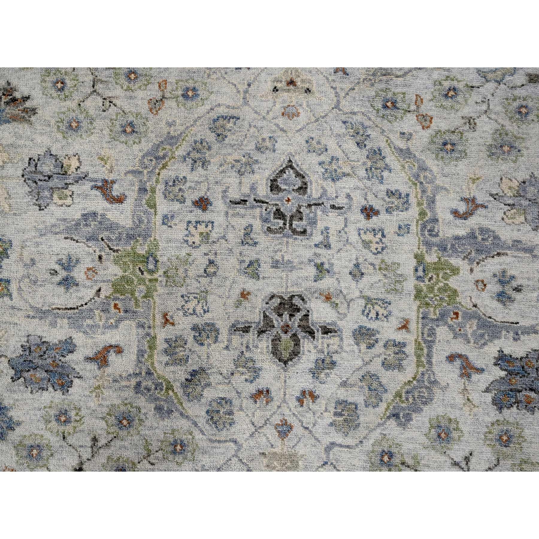 5'x5' Chrome Oushak Denser Weave Wool Hand Knotted Square Rug In New Condition For Sale In Carlstadt, NJ