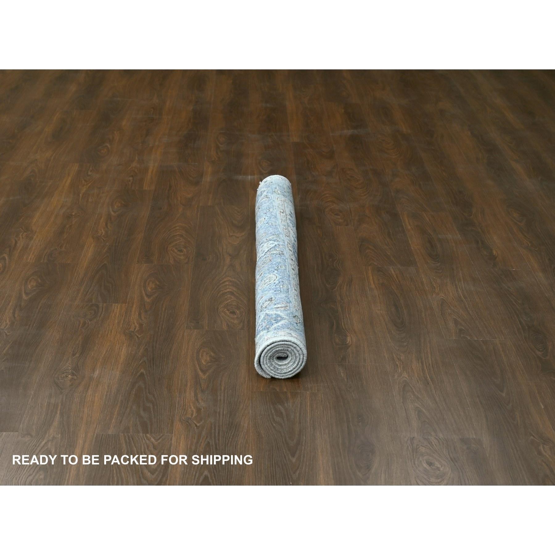 Contemporary 5'x5' Chrome Oushak Denser Weave Wool Hand Knotted Square Rug For Sale