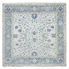 5'x5' Chrome Oushak Denser Weave Wool Hand Knotted Square Rug