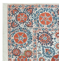 5x5 Ft Embroidered Silk Wall Hanging. Traditional Tablecloth. Handmade Bed Cover