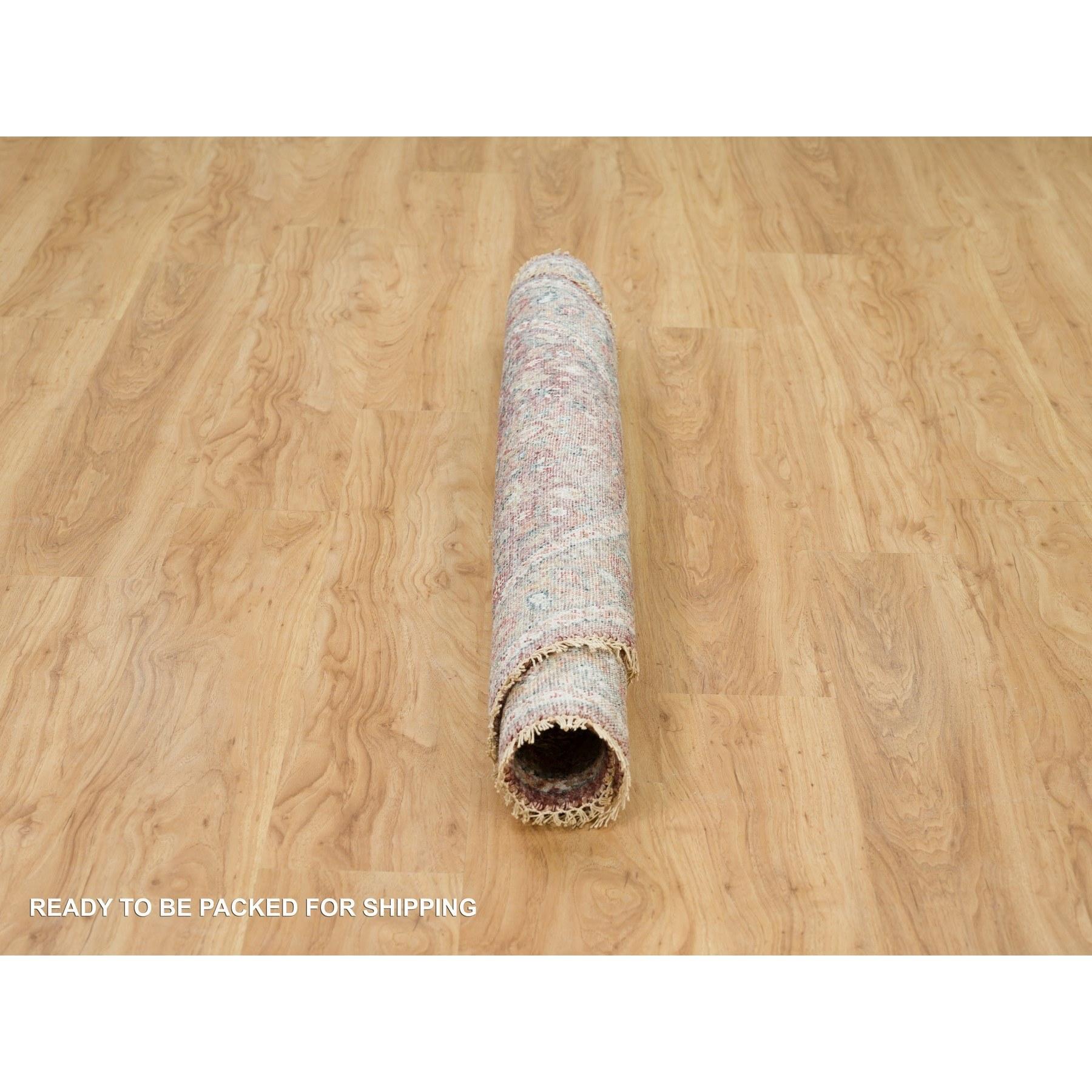 Alfombra Oriental Redonda Anudada a Mano de Lana Pura Heriz Revival Rojo Granate 5'x5 en Nuevo estado para la venta en Carlstadt, NJ