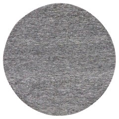 5'x5' Sanftes graues Gras Design organische ungefärbte Wolle handgeknüpft runder Teppich