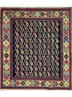5x5 Hand-Knotted Old Russian Kazak Rug – Geometric Wool Design