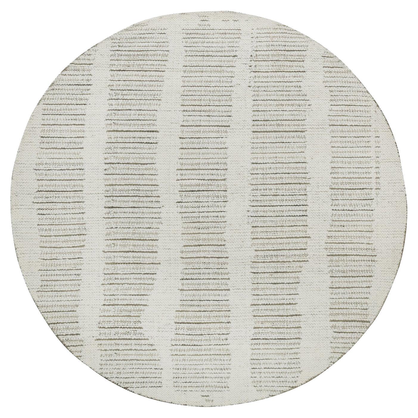 5
x5
 Ivory Flat Weave with Textured Pile Hand Woven Pure Wool Round Rug