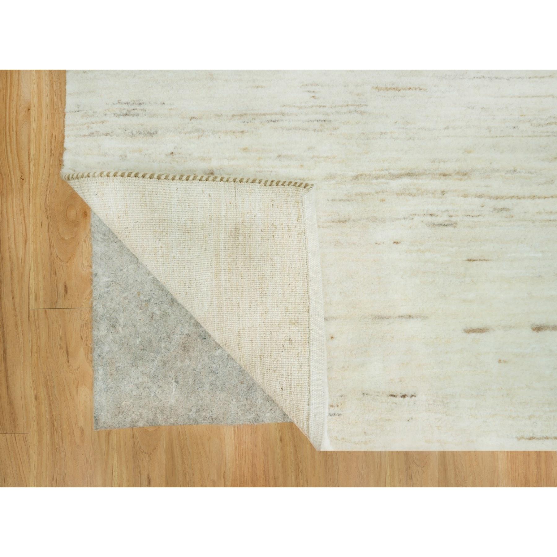 Modern 5'x5' Ivory Lori Buft Gabbeh Plain Design Hand Knotted Wool Square Rug For Sale