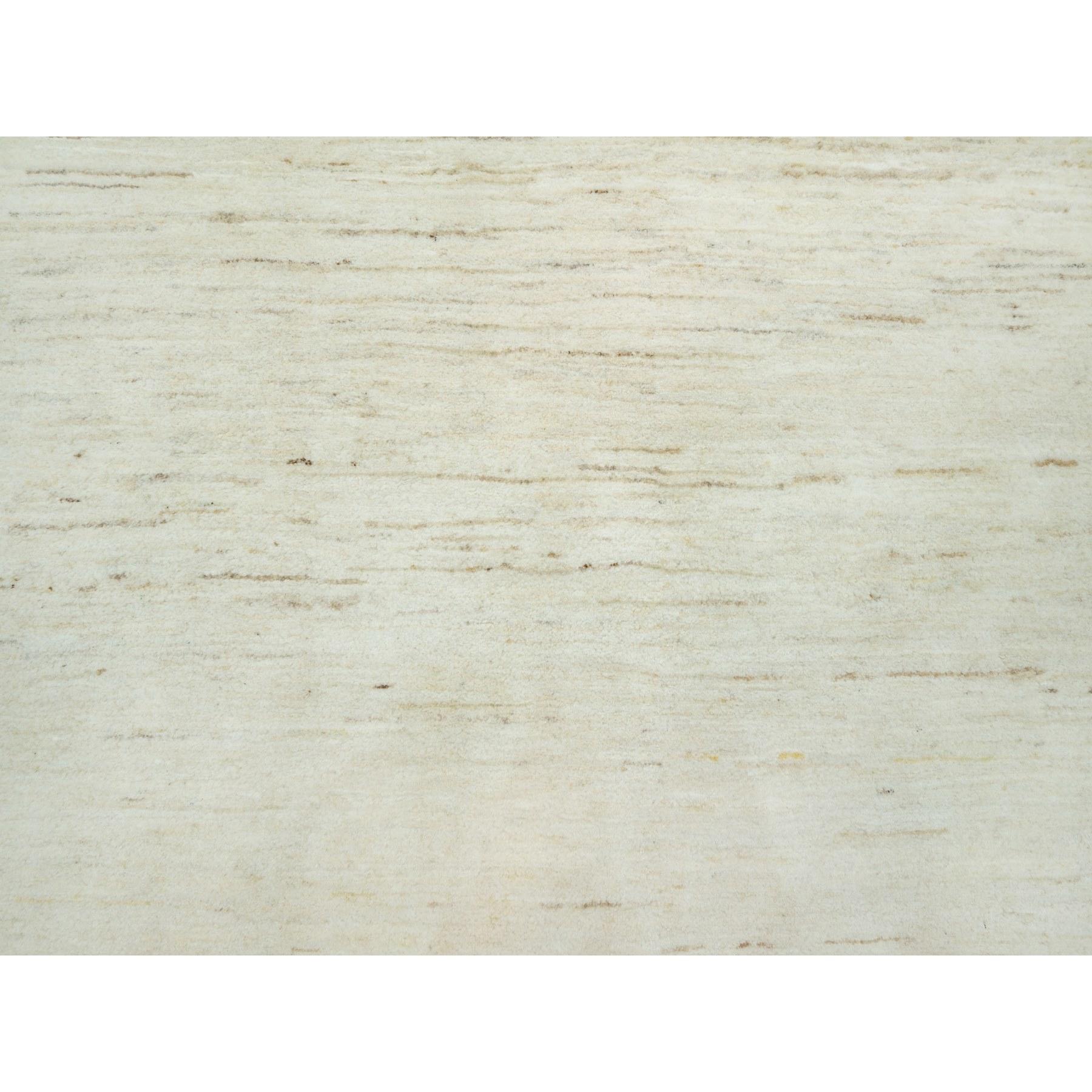 Hand-Knotted 5'x5' Ivory Lori Buft Gabbeh Plain Design Hand Knotted Wool Square Rug For Sale