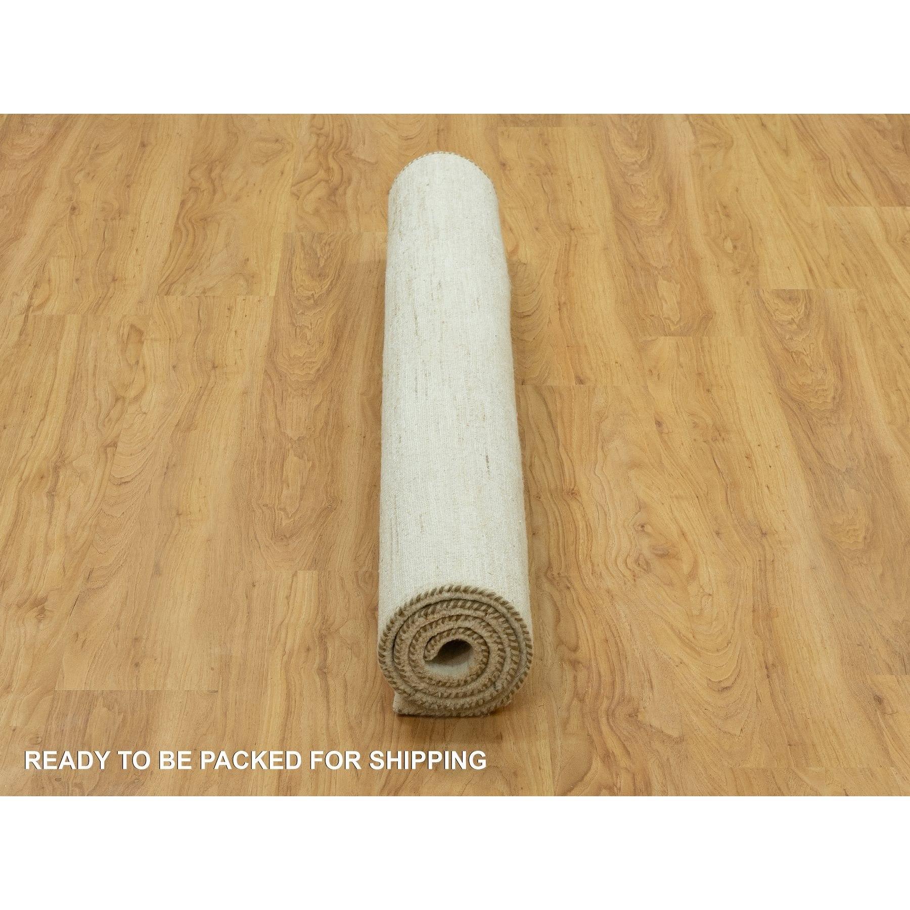 5'x5' Ivory Lori Buft Gabbeh Plain Design Hand Knotted Wool Square Rug In New Condition For Sale In Carlstadt, NJ