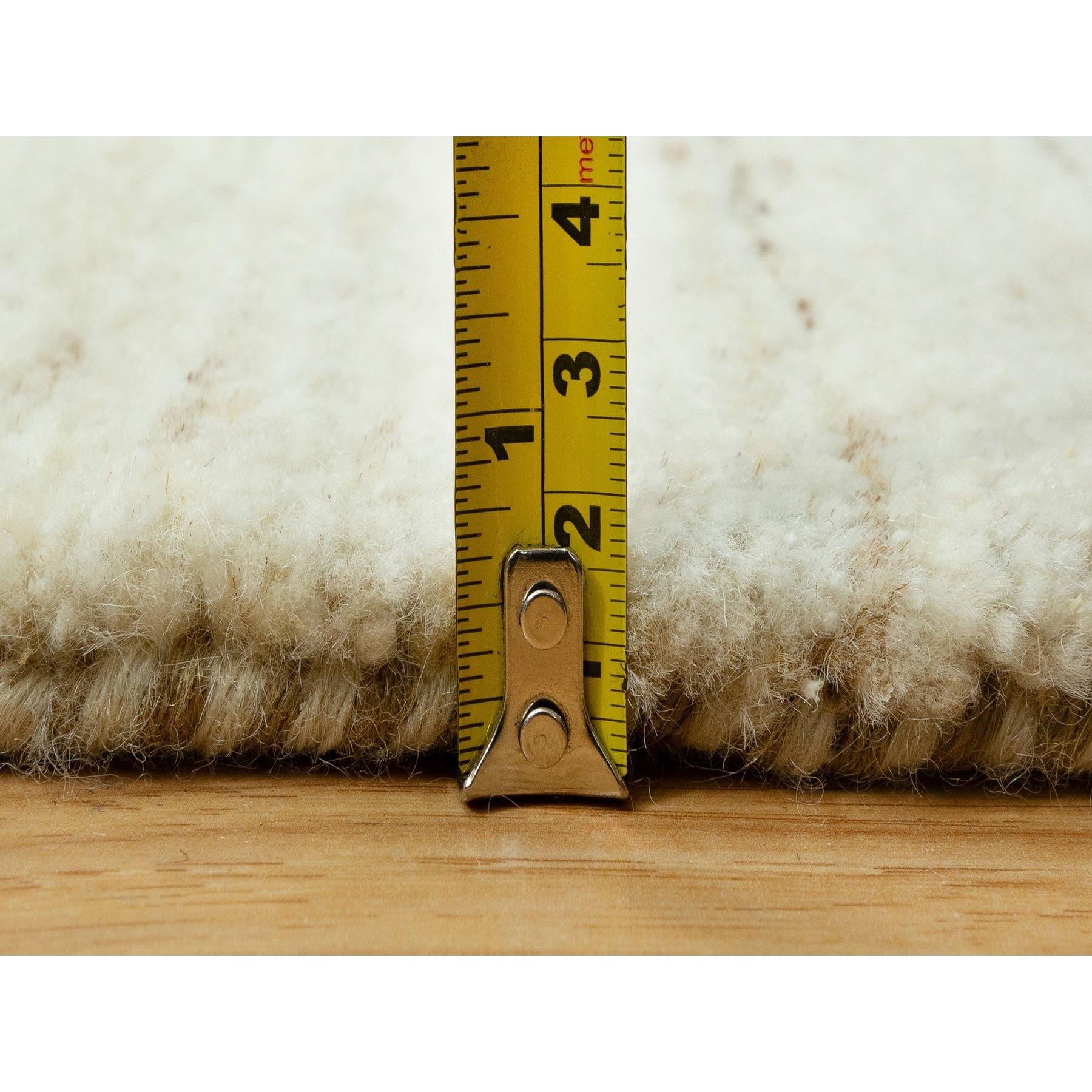 Contemporary 5'x5' Ivory Lori Buft Gabbeh Plain Design Hand Knotted Wool Square Rug For Sale