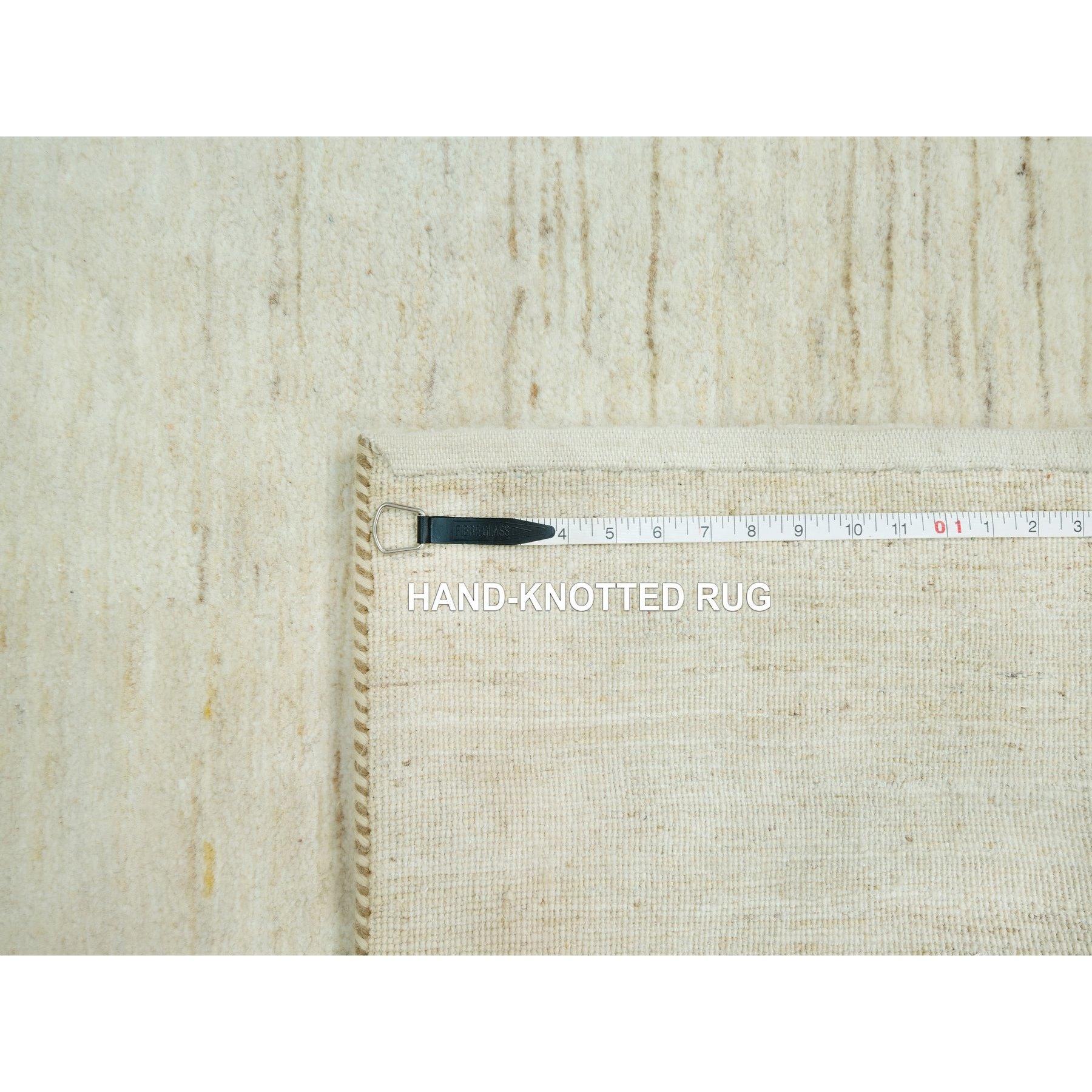 5'x5' Ivory Lori Buft Gabbeh Plain Design Hand Knotted Wool Square Rug For Sale 1