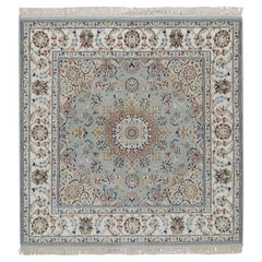 5
x5
 Light Blue Nain 250 KPSI Wool 
Silk Hand Knotted Square Oriental Rug