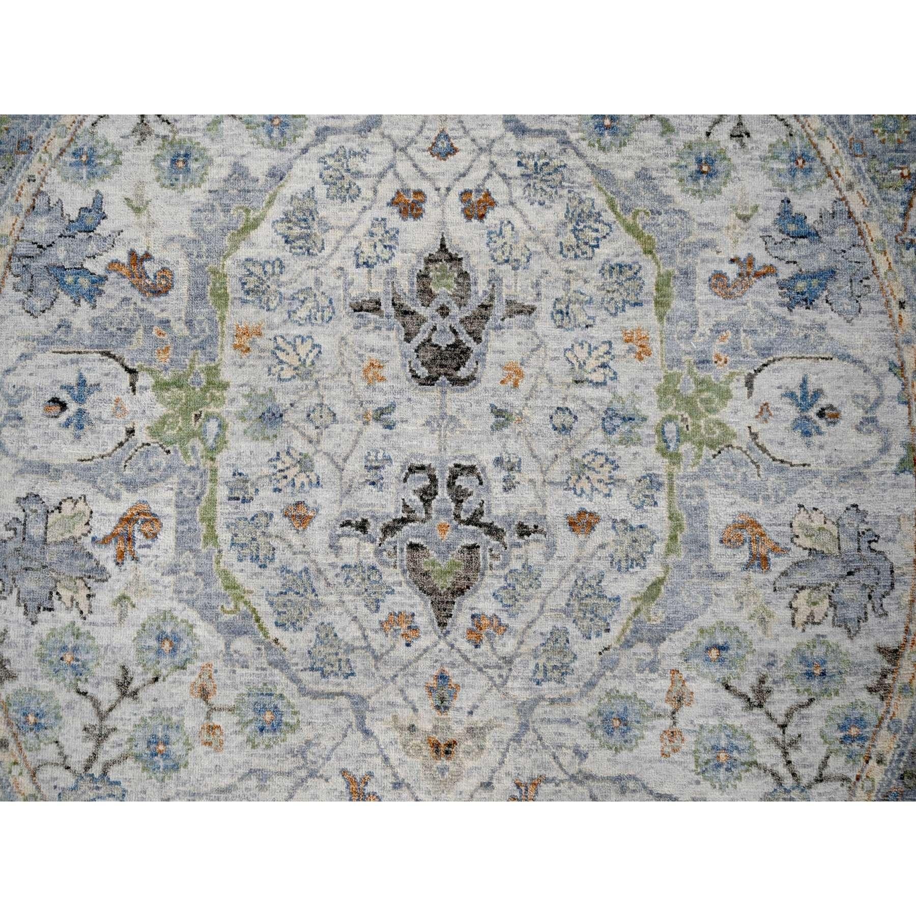 5'x5'  Light Gray Oushak Denser Weave Wool Round Hand Knotted Oriental Rug In New Condition For Sale In Carlstadt, NJ