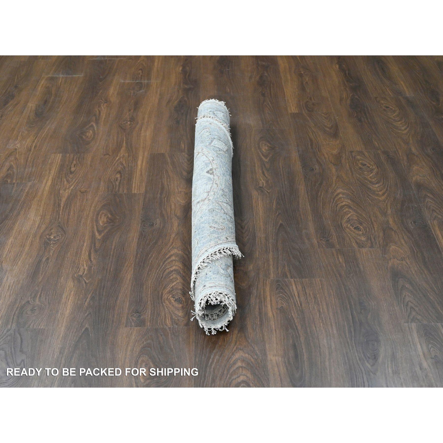 Contemporary 5'x5'  Light Gray Oushak Denser Weave Wool Round Hand Knotted Oriental Rug For Sale