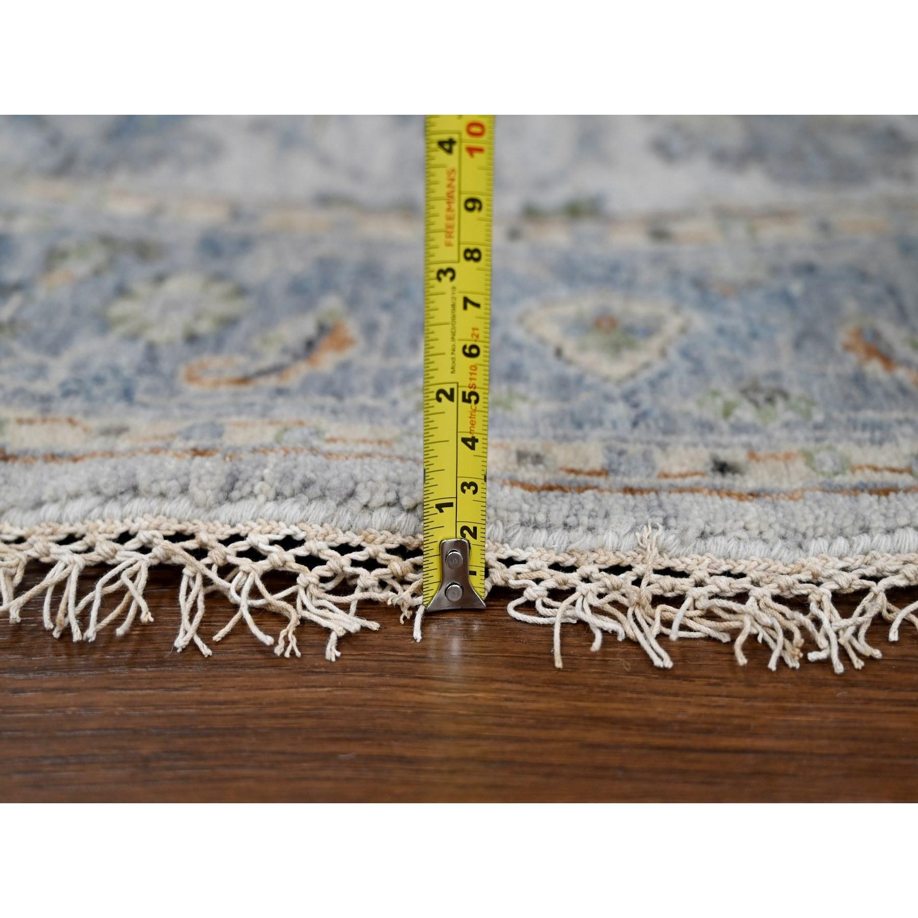 5'x5'  Light Gray Oushak Denser Weave Wool Round Hand Knotted Oriental Rug For Sale 1