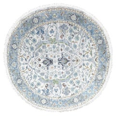 5'x5'  Light Gray Oushak Denser Weave Wool Round Hand Knotted Oriental Rug