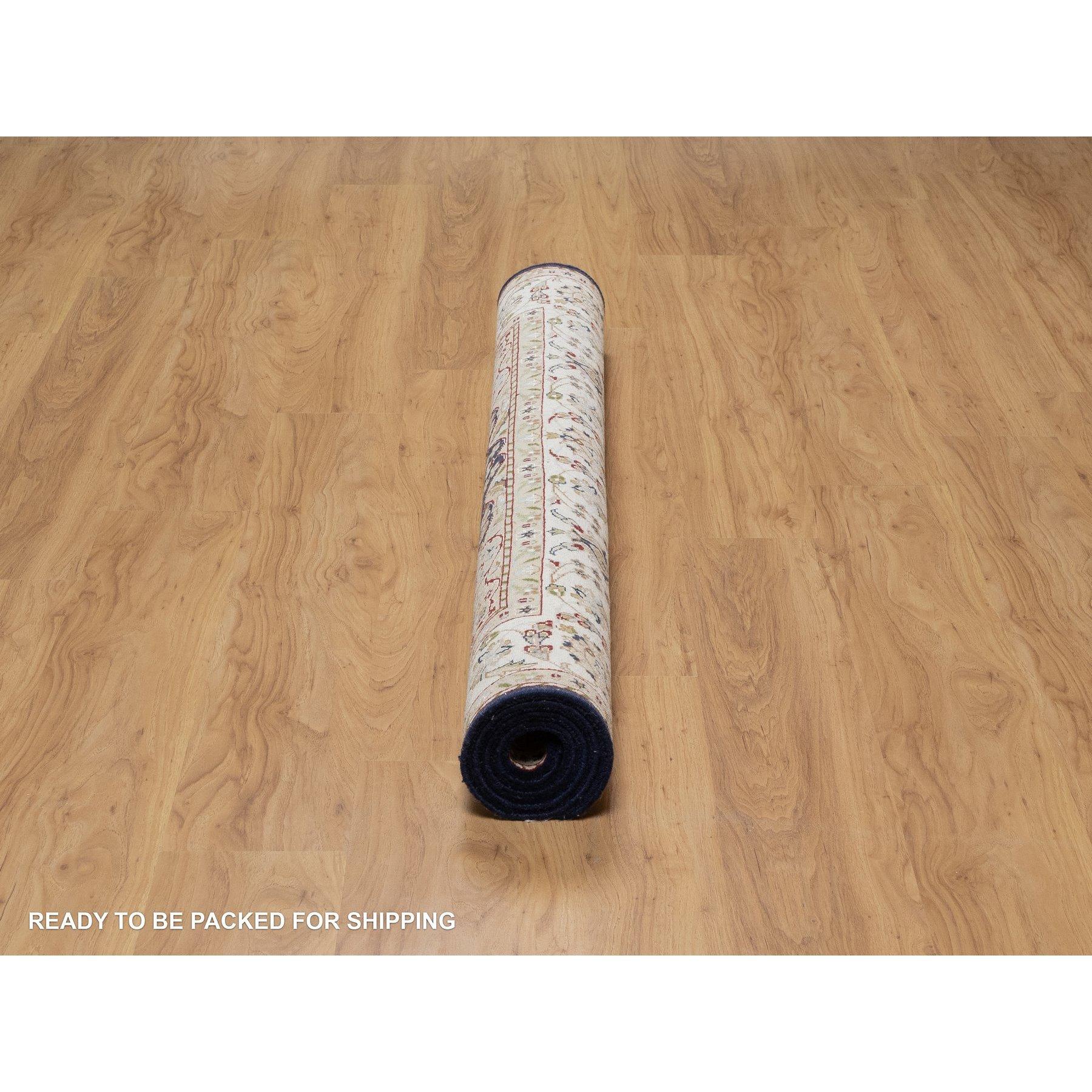 5'x5' Tapis Nain bleu nuit en laine et soie noué à la main avec médaillon central Neuf - En vente à Carlstadt, NJ