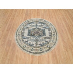 5'x5' Old Lace Ivory Hand Knotted Reimagined Viss Wool Round Oriental Rug