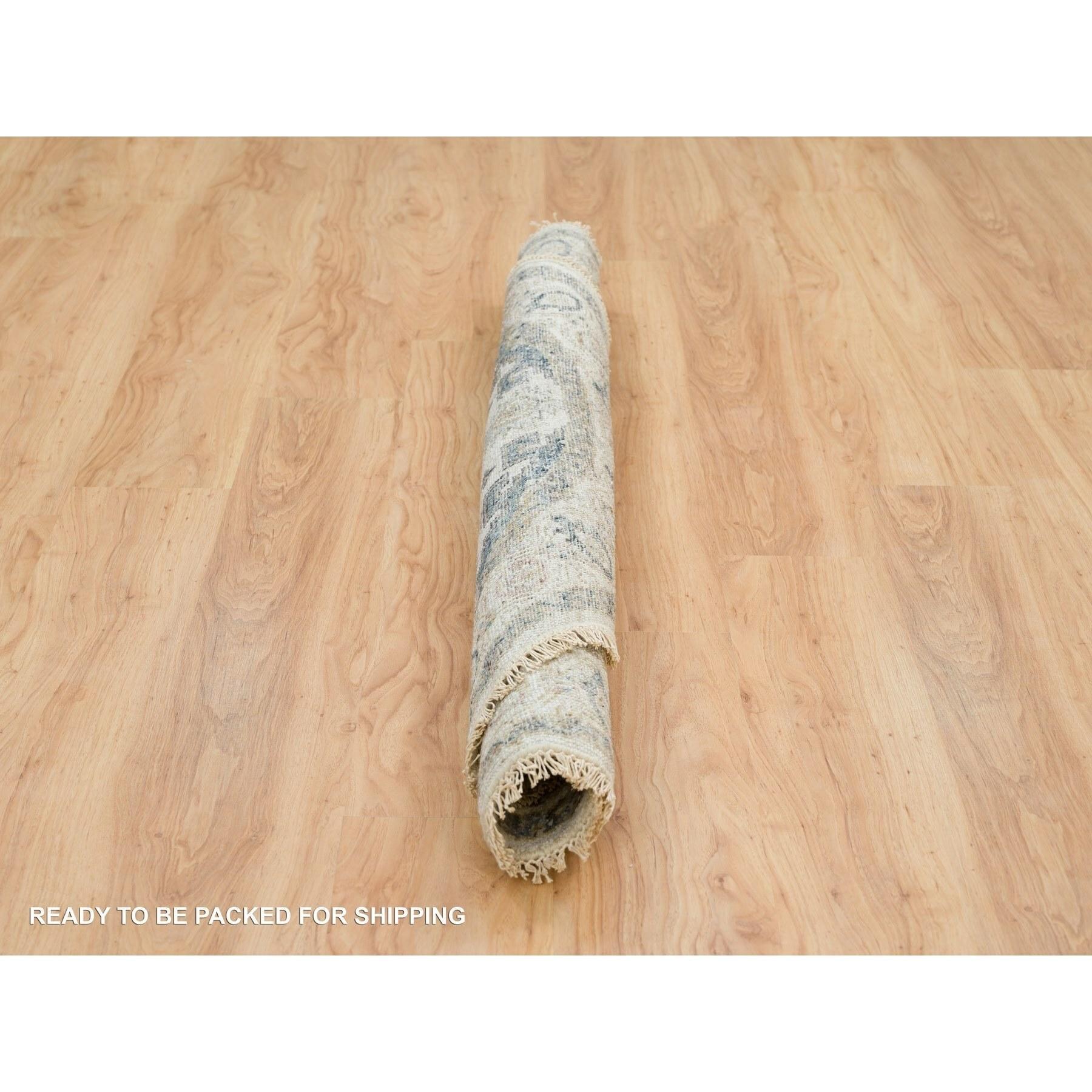 5'x5' Alte Spitze Elfenbein Hand geknüpft Reimagined Viss Wolle Runde Orientteppich im Zustand „Neu“ im Angebot in Carlstadt, NJ