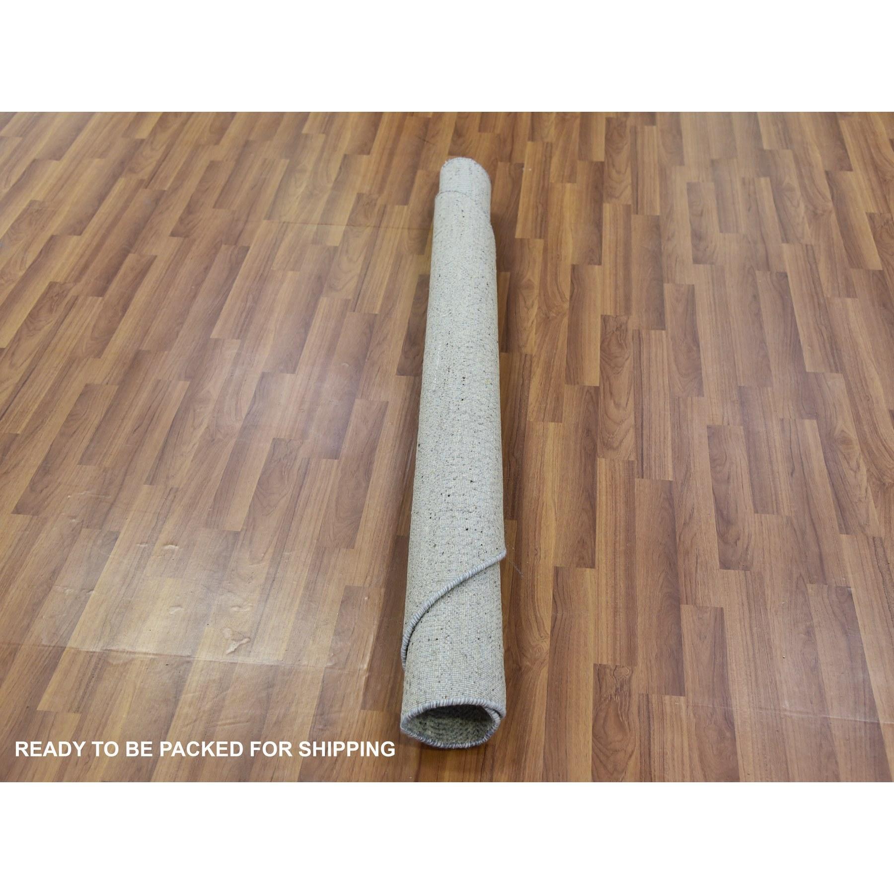 5'x5' Perfect Gray Undyed Wool Hand Knotted Grass Design Runde Orientteppich (Handgeknüpft) im Angebot