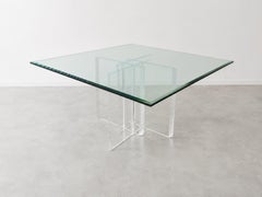 5'x5' Postmodern Attr. Jeffrey Bigelow 1990s Beveled Glass Lucite Dining Table